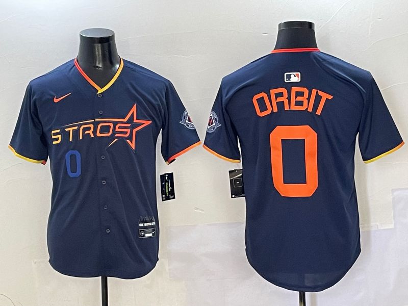 Men Houston Astros #0 Orbit Drak Blue Three generations Joint Name 2025 Nike MLB Jersey style 8->houston astros->MLB Jersey